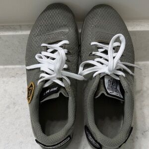 Nike Gray Metcon Training Sneakers with patches and white laces.  Size 10.5